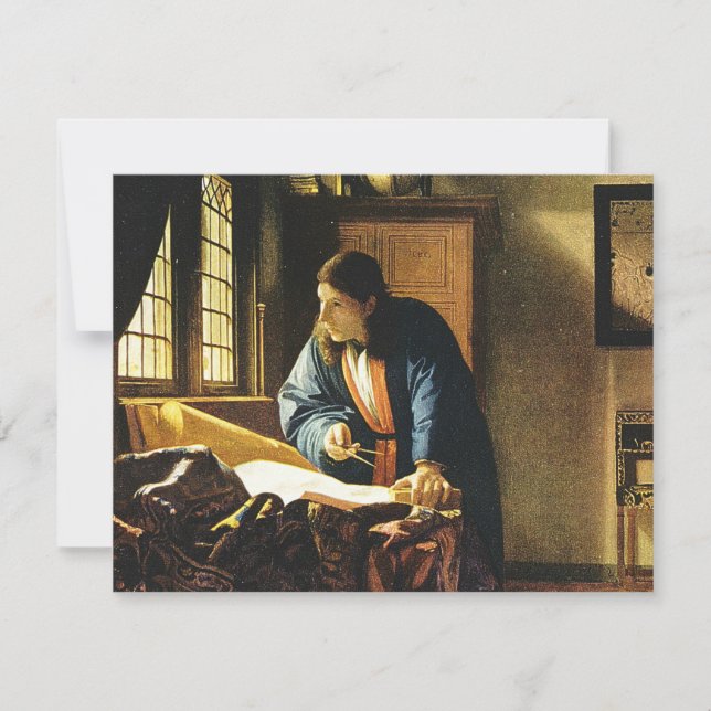 Invitation Le géographe de Johannes Vermeer (vers 1669) (Devant)