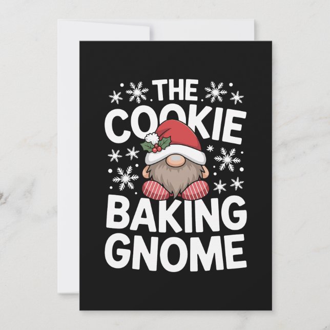 Invitation Le Gnome de Cuisson de Biscuits Noël Holly Flocon  (Devant)
