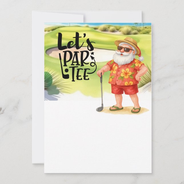 Invitation Le golf du Père Noël avec cadeau de Noël pour Golf (Devant)