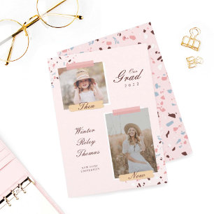 Invitation Le Grad Alors & Maintenant 2 Diplôme Photo Terrazz