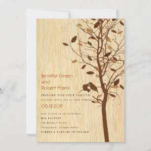 Invitation Le grain de bois avec des Inséparables sur l'invit