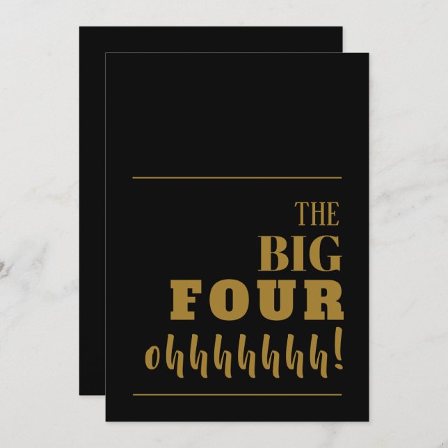 Invitation Le grand 40 Black Gold Anniversaire (Devant / Derrière)