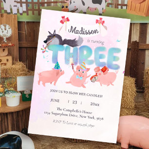 Invitation le grand méchant loup et les trois petits cochons