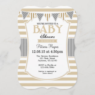 Invitation Le gris beige bronzage barre l'invitation de baby
