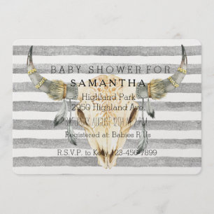 Invitation Le gris principal de Taureau barre le baby shower