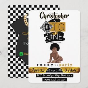 Invitation Le Gros Un Garçon Bébé Afro Hip Hop Rétro Anniver