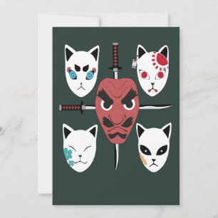 Invitation Le guerrier Katana Samurai Masques