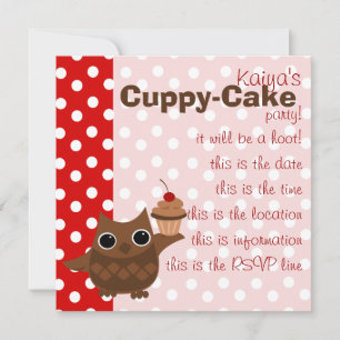 Invitation Le hibou et le cupcake
