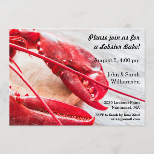 Invitation Le homard font la plage nautique d'été