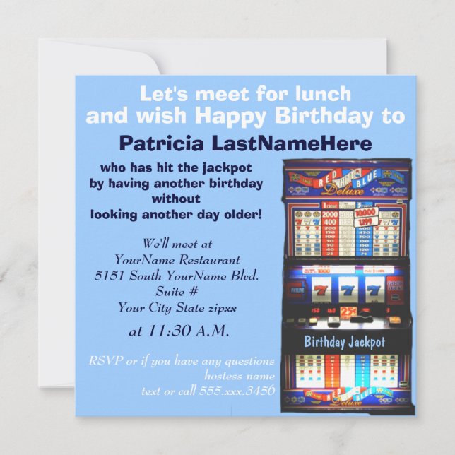 Invitation Le Jackpot de la machine à sous pour le déjeuner d (Devant)