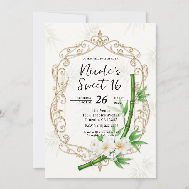 Invitation Le Jardin de Bambou Impérial Tropical Sweet 16 (Devant)