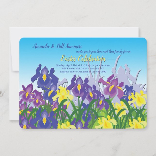 Invitation Le jardin d'iris fleurit l'invitation (Devant)