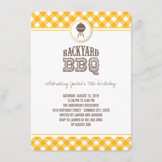 Invitation Le jaune vérifie la partie d'été d'anniversaire de