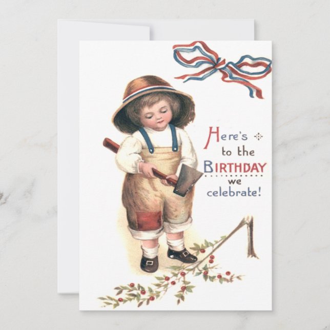 Invitation Le jeune George Washington abattre un cerisier (Devant)