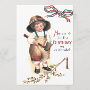 Invitation Le jeune George Washington coupant le cerisier