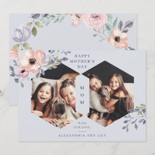 Invitation Le jour de mère floral géométrique bleu