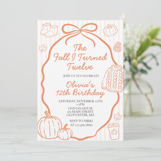 Invitation Le jour de mes 12 ans - Automne (Debout devant)