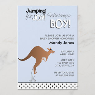 Invitation Le Kangaroo Jumping élégant pour le baby shower Jo