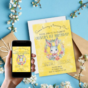 Invitation Le lapin est en train de tourner un lapin 1ère fêt