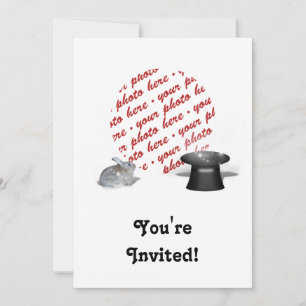 Invitation Le lapin et le cadre photo magique du Casquette