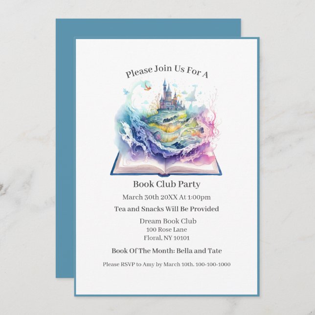Invitation Le livre est toujours meilleur, Book Club (Devant / Derrière)