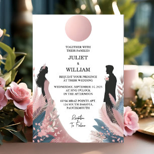Invitation Le long Tulle Regal Royal Glam Blush Pink Mariage