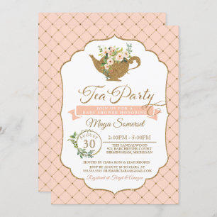 Invitation Le luxe de thé rougissent baby shower floral de