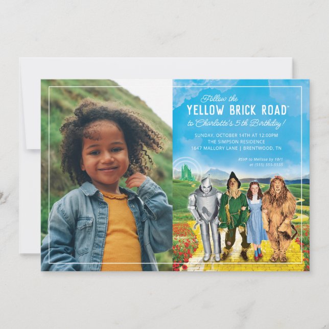 Invitation Le magicien d'Oz Anniversaire - Photo (Devant)