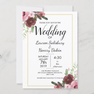 Invitation Le magnifique Mariage floral de Bourgogne personna