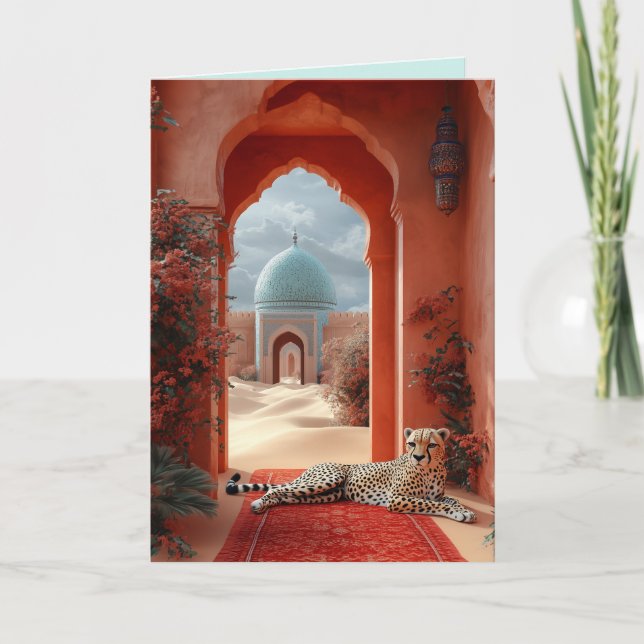 Invitation Le majestueux Cheetah dans un palais marocain du d (Devant)