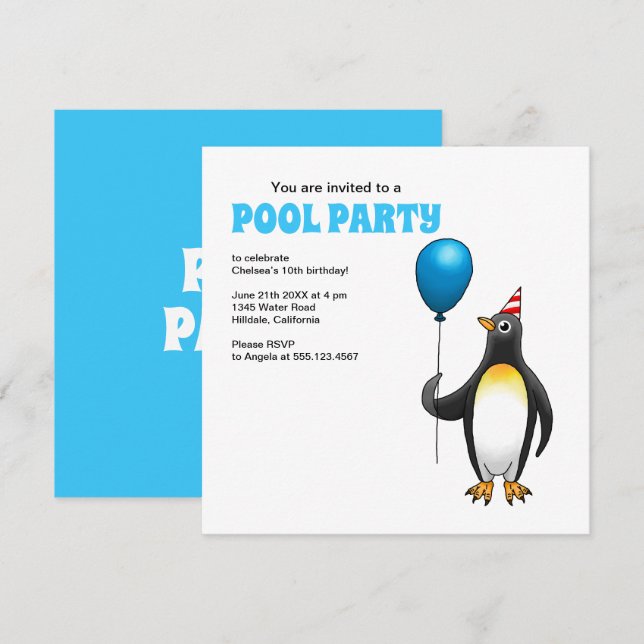 Invitation Le Manchot de la Fête (Devant / Derrière)
