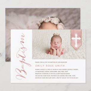 Invitation Le manuscrit de baptême brillant rougissent