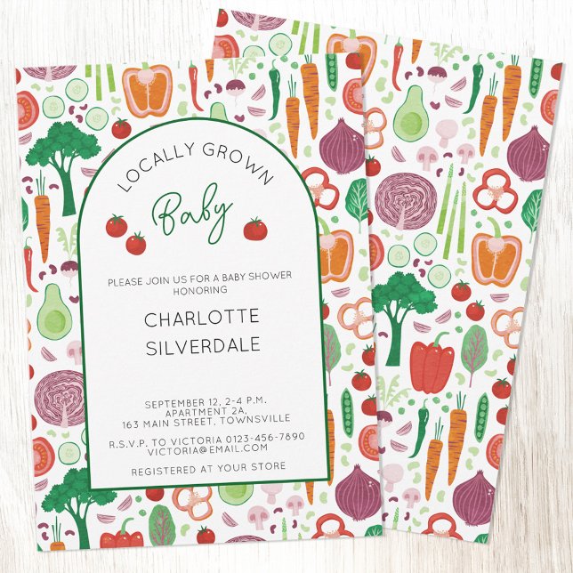 Invitation Le marché des agriculteurs Baby shower cultivé loc (Farmers Market Locally Grown Baby personalized baby shower invitation)