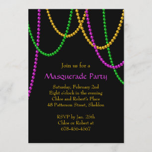 Invitation Le mardi gras perle l'invitation