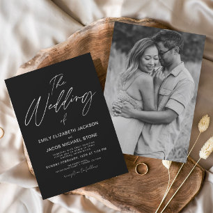 Invitation Le Mariage de Black White Photo Elegant