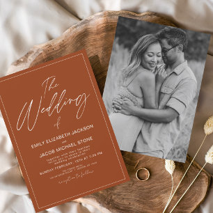 Invitation Le Mariage de Burnt Orange Photo Elegant