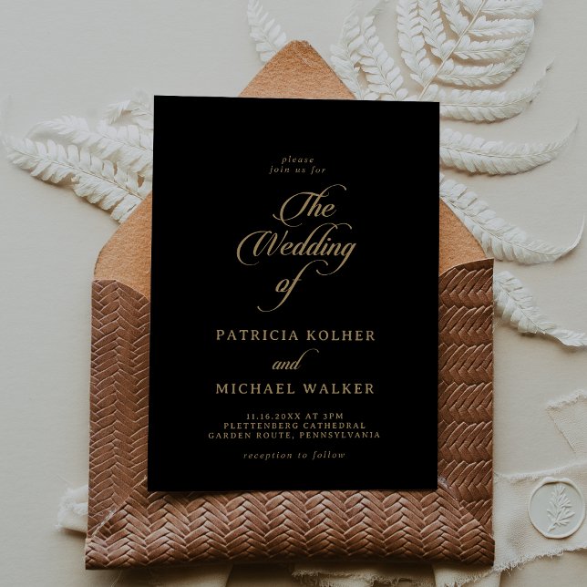 Invitation Le Mariage de calligraphie noire et or classique (Créateur téléchargé)