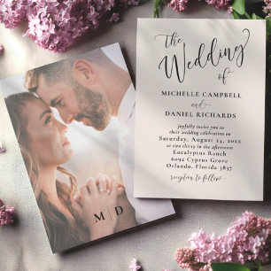 Invitation Le Mariage de Calligraphy Beige & Black Wedding