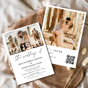 Invitation Le Mariage de la Photo QR code Minimalist Elegant