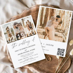 Invitation Le Mariage de la Photo QR code Minimalist Elegant