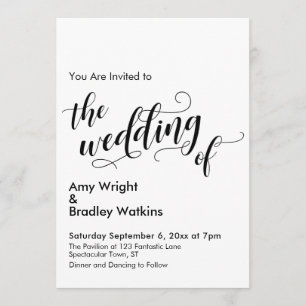 Invitation Le Mariage de la typographie chic Mariage simple