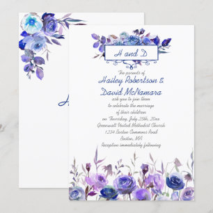 Invitation Le mariage des Roses de la Navy Blue Purple Lavend