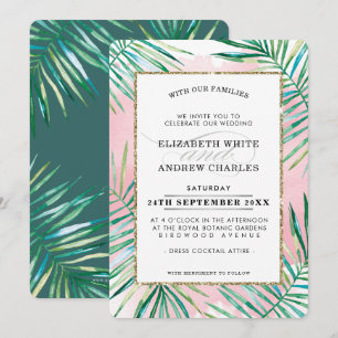 Invitation LE MARIAGE INVITER les feuilles chics de palmiers
