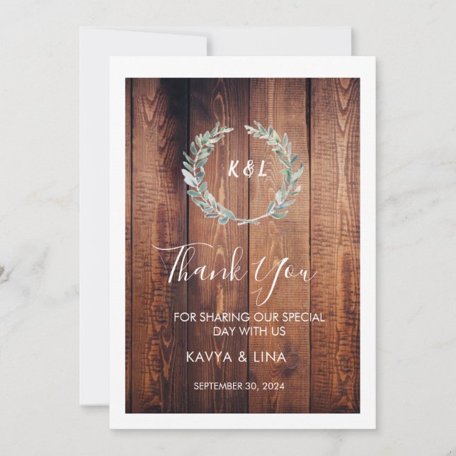 Invitation Le Mariage rustique de Kavya & Lina le 30 septembr (Devant)