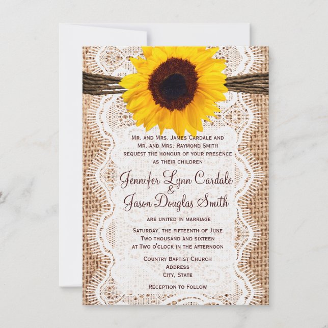 Invitation Le mariage rustique de la dentelle torride de Burl (Devant)
