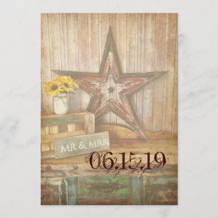 Invitation Le mariage rustique de l'Étoile Occidentale du boi