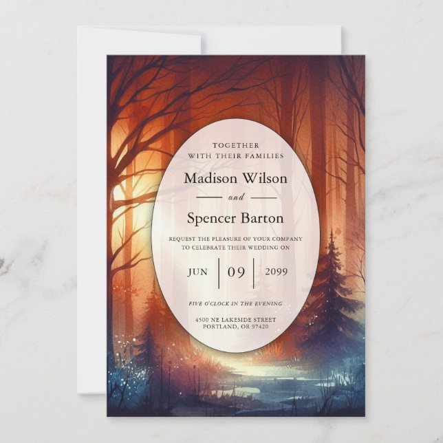 Invitation Le Mariage sous le Charme des Feuilles d'Automne d (Devant)