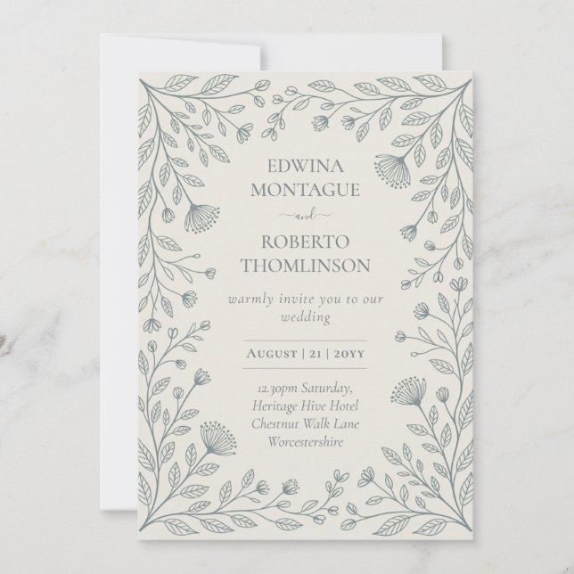 Invitation Le Mariage Tranquille d'Anne Elliot Vintage (Devant)