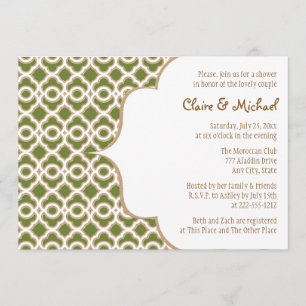Invitation Le Marocain olive d'or vert couple le wedding