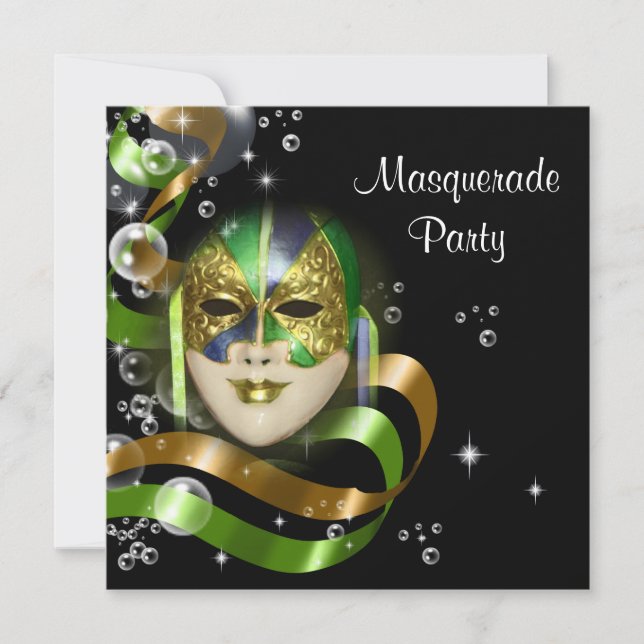 Invitation Le masque de costume de mardi gras PERSONNALISENT (Devant)